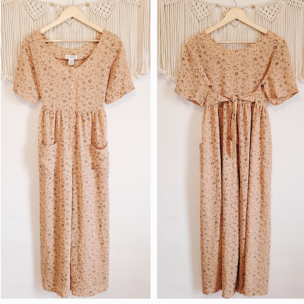 VINTAGE Express Floral Wide Leg Button Jumpsuit S